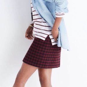 Madewell Red & Black Wool Blend Skirt